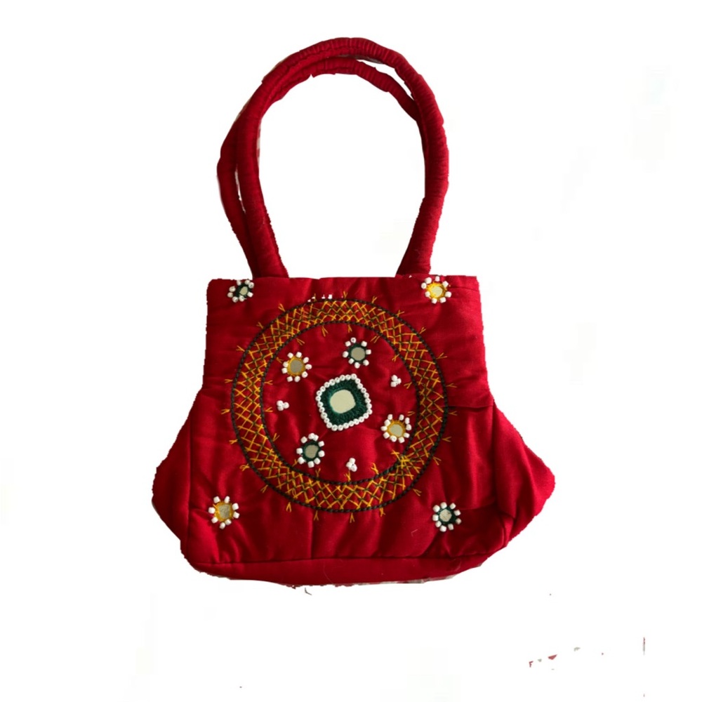 Chic Red Embroidered Mini Bag
